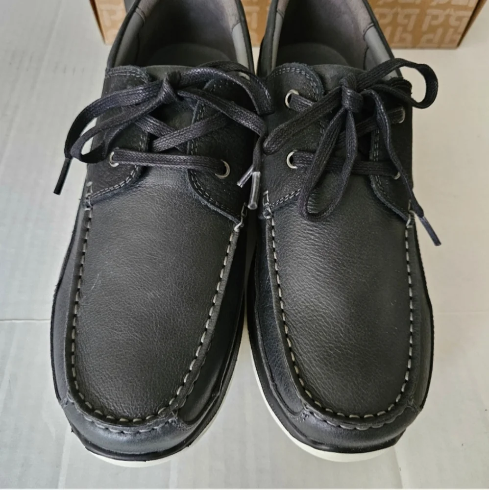 Propet Orman black boat shoes size 11D leather loafers mens NIB